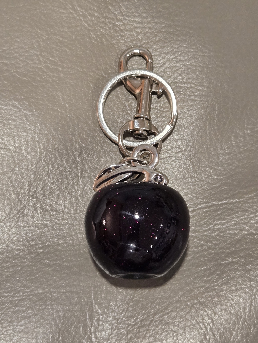 Apple Bag Charm Keychain - Deep Plum